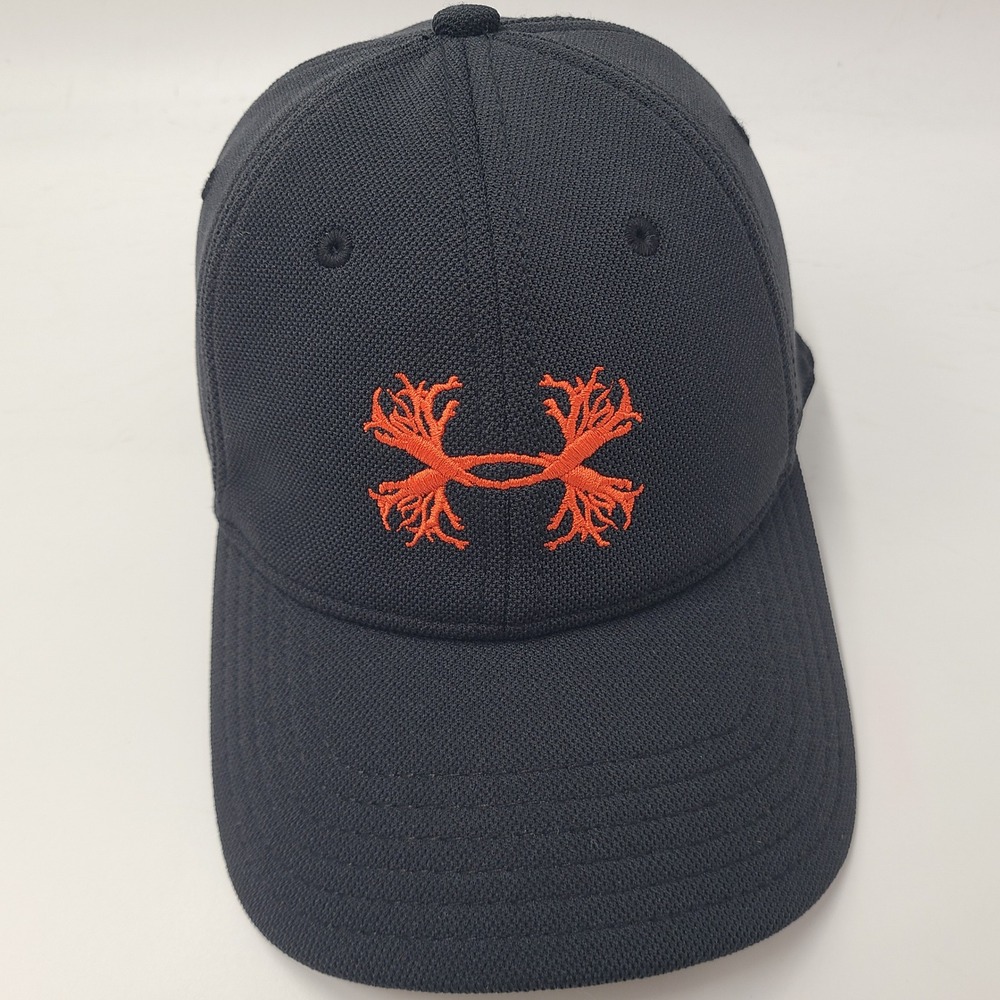 Under Armour Hat Snapback Black Orange Antler Logo Deer Hunting Outdoors Men